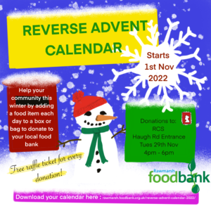 reverse advent calendar rawmarsh foodbank